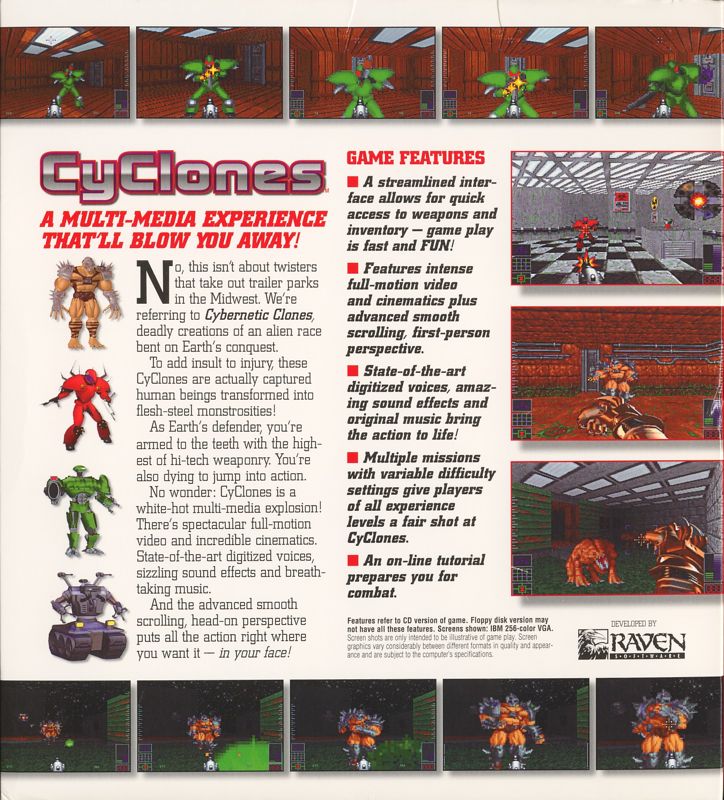 Back Cover for CyClones (DOS) (Floppy release)