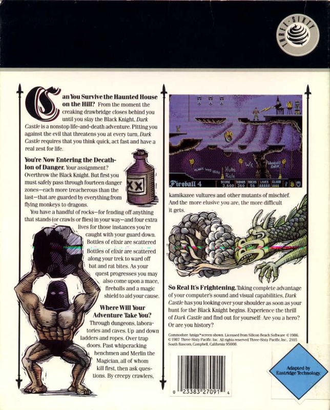 Back Cover for Dark Castle (DOS)