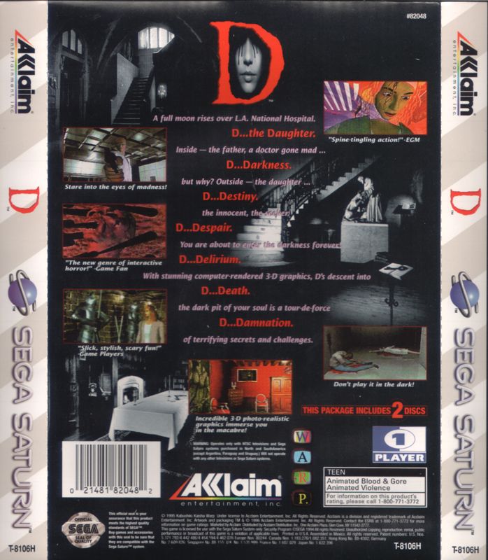 Back Cover for D (SEGA Saturn)