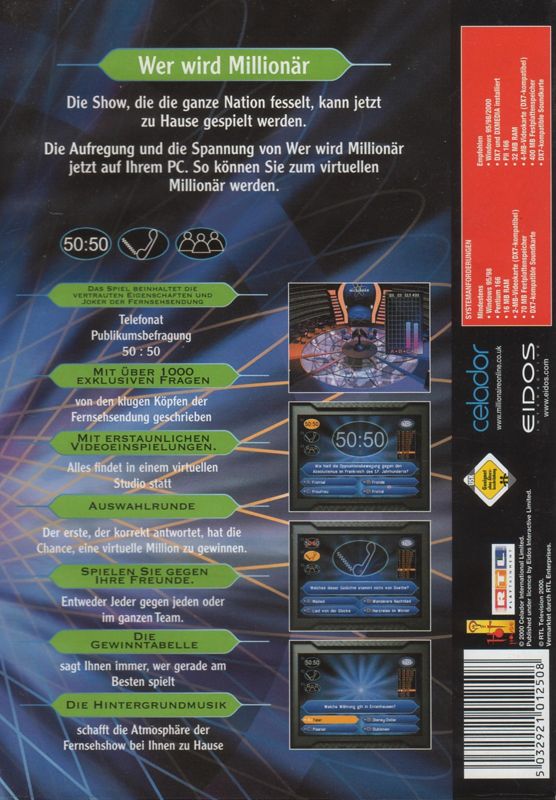 Back Cover for Who Wants to Be a Millionaire (Windows)