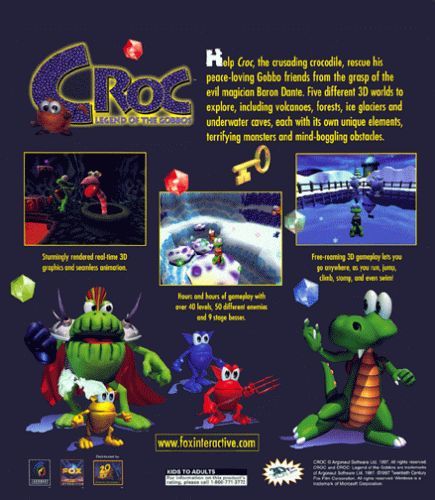 Back Cover for Croc: Legend of the Gobbos (Windows)