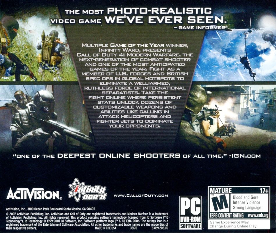 Other for Call of Duty 4: Modern Warfare (Limited Collector's Edition) (Windows): Jewel Case - Back
