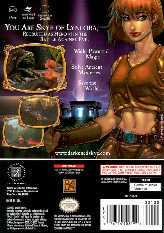 Back Cover for Darkened Skye (GameCube)