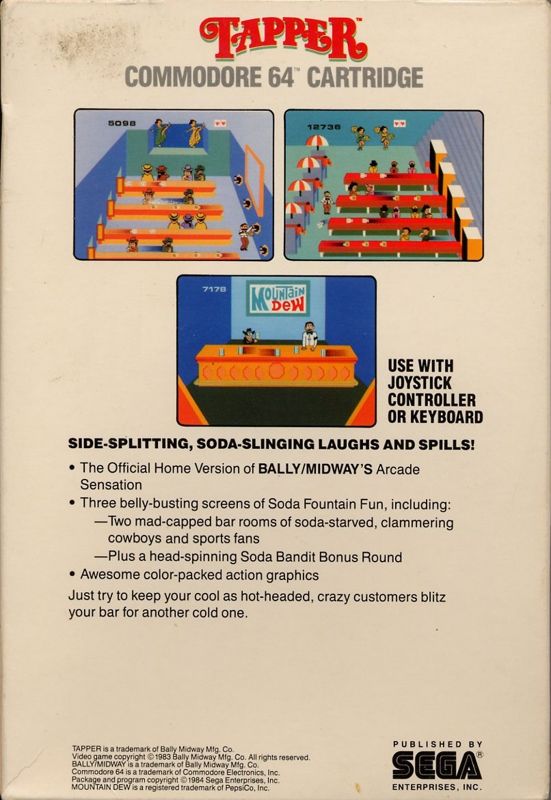 Back Cover for Tapper (Commodore 64)