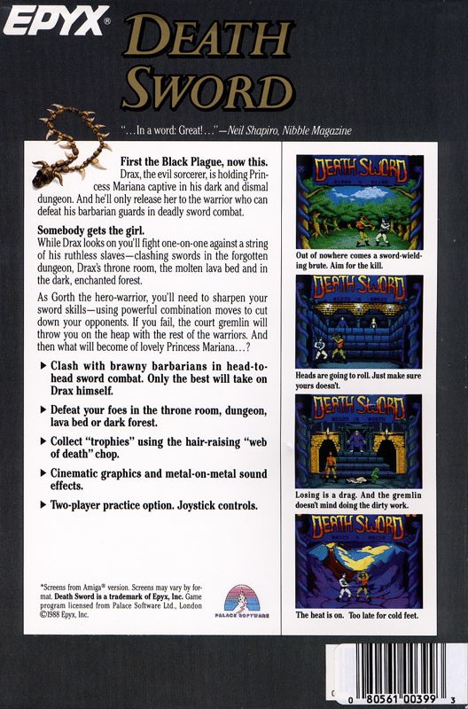 Back Cover for Death Sword (DOS)