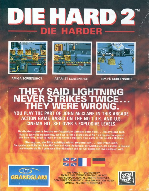 Back Cover for Die Hard 2: Die Harder (DOS)