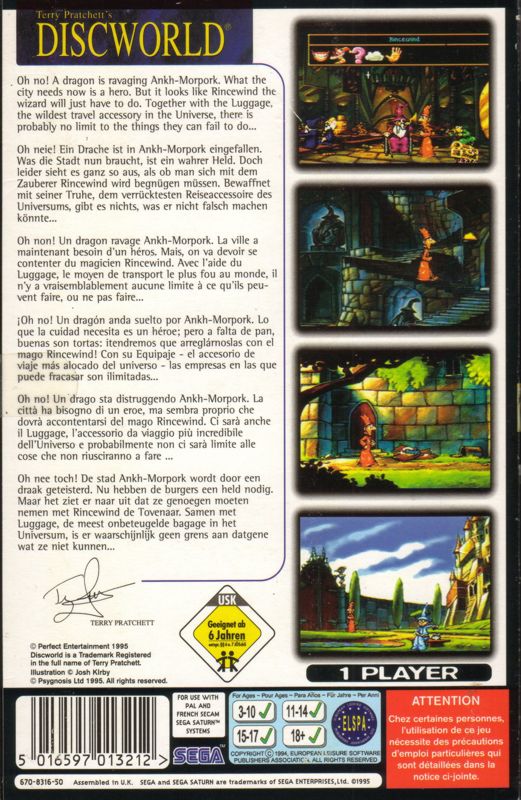 Back Cover for Discworld (SEGA Saturn)