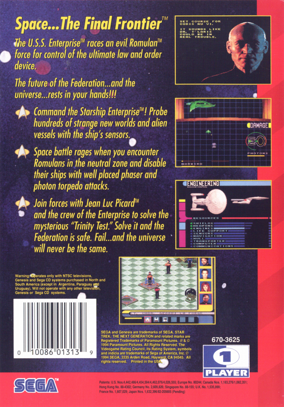 Back Cover for Star Trek: The Next Generation - Future's Past (Genesis)