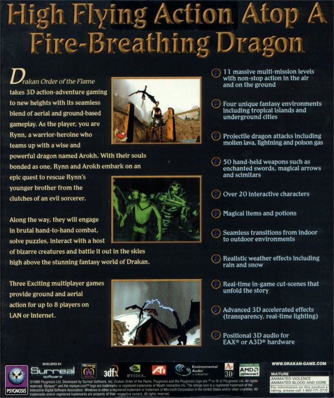 Back Cover for Drakan: Order of the Flame (Windows)