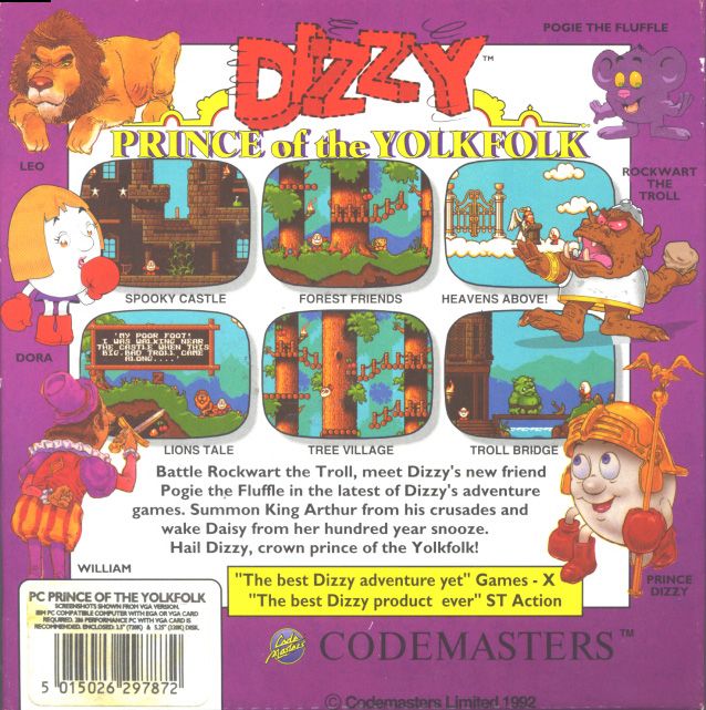Back Cover for Dizzy: Prince of the Yolkfolk (DOS)