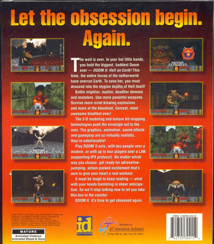 Back Cover for Doom II (DOS) (Floppy Version)