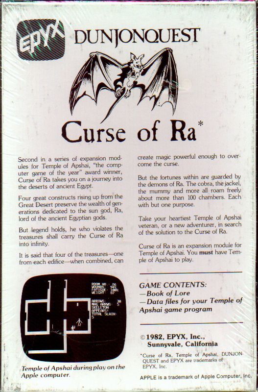 Back Cover for Dunjonquest: Curse of Ra (DOS)