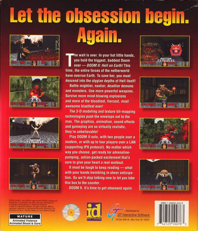Back Cover for Doom II (DOS) (CD-ROM Version)