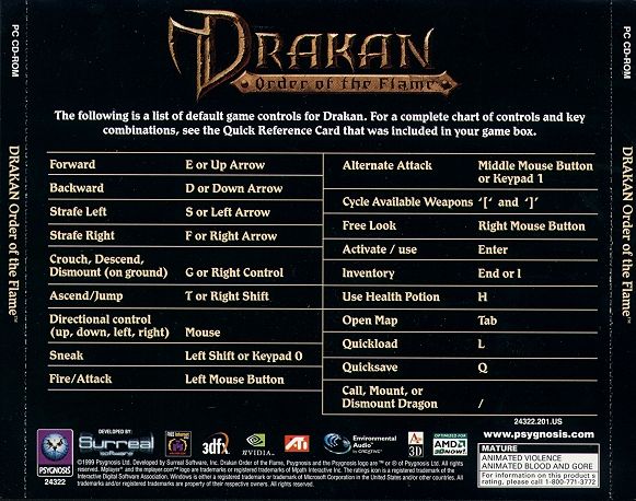 Other for Drakan: Order of the Flame (Windows): Jewel Case - Back