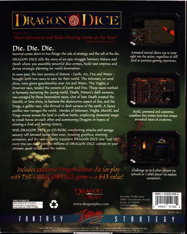Back Cover for Dragon Dice (Windows)