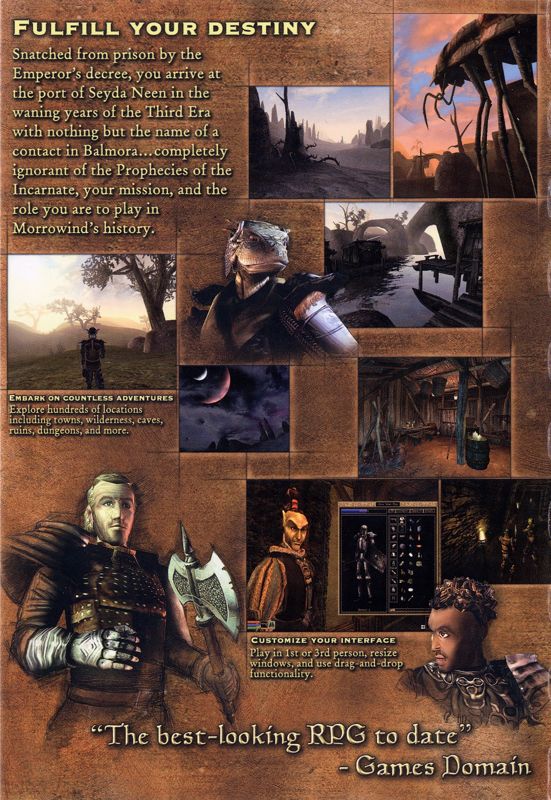 Inside Cover for The Elder Scrolls III: Morrowind (Windows): Left Flap