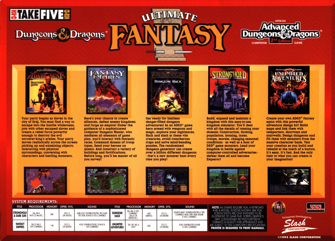 Back Cover for Dungeons & Dragons Ultimate Fantasy (DOS)