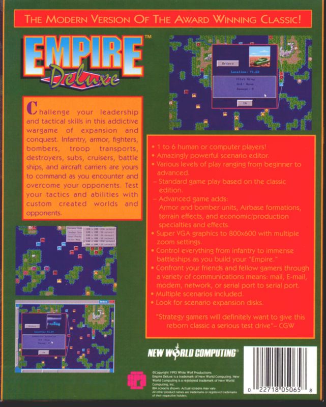 Back Cover for Empire Deluxe (DOS)