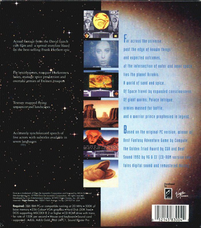 Back Cover for Dune (DOS) (CD-ROM release)