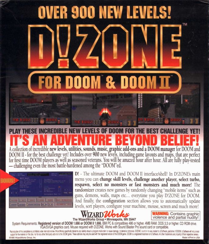 Back Cover for D!Zone (DOS)