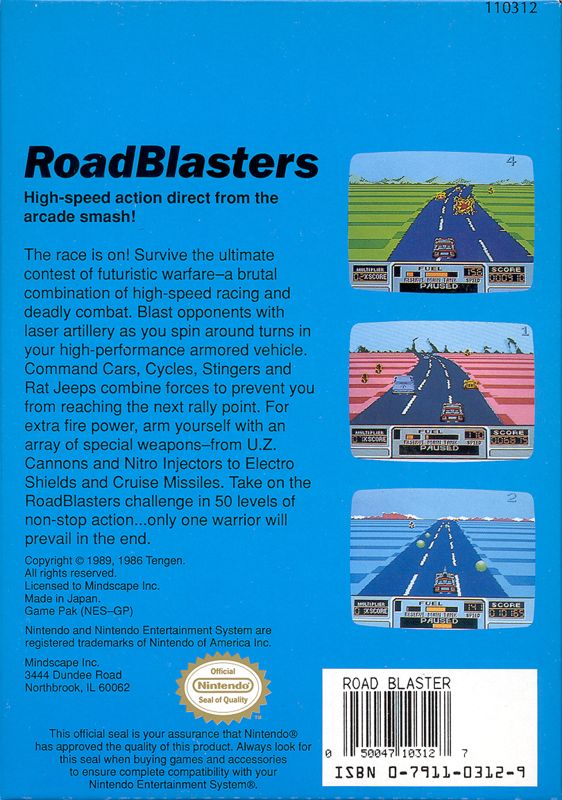 Back Cover for RoadBlasters (NES)