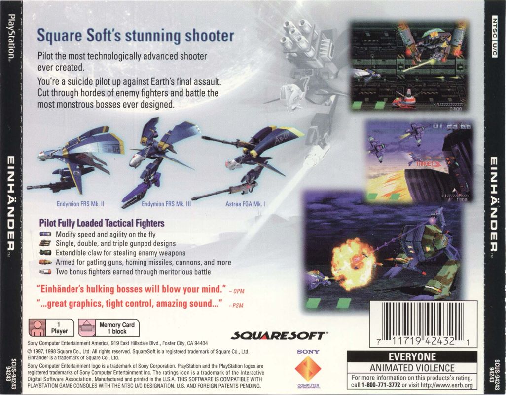 Back Cover for Einhänder (PlayStation)