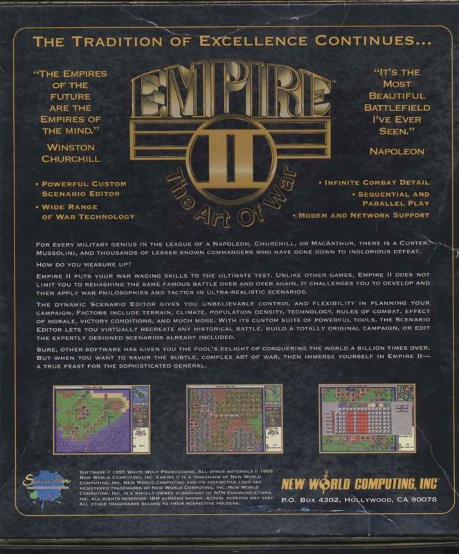 Back Cover for Empire II: The Art of War (Windows)