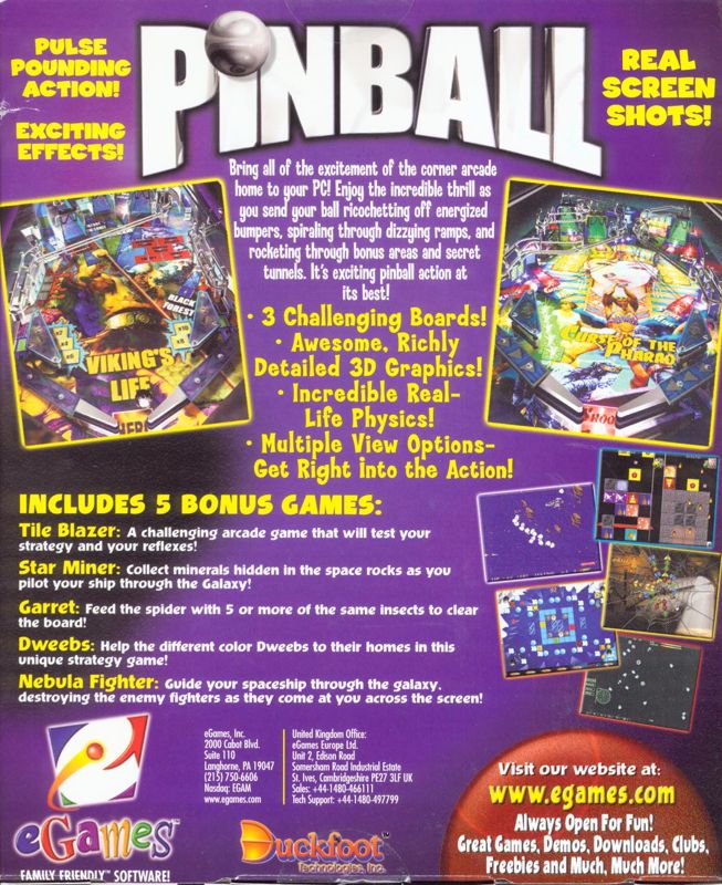 Back Cover for Pinball: Full-Tilt Fun! (Windows)