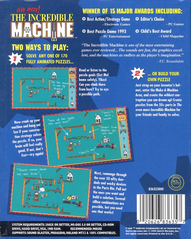 Back Cover for The Even More! Incredible Machine (DOS)