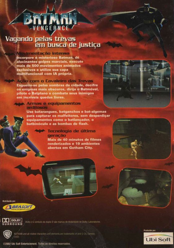 Back Cover for Batman: Vengeance (Windows)
