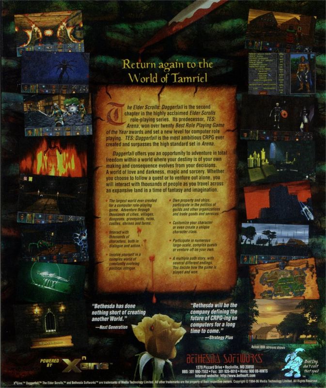 Back Cover for The Elder Scrolls: Chapter II - Daggerfall (DOS)