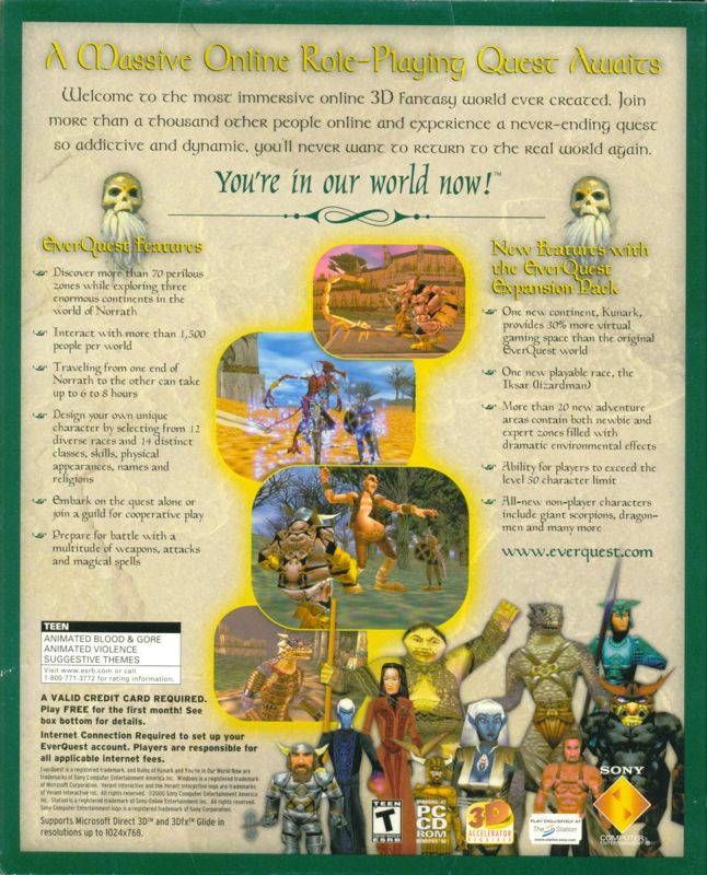Back Cover for EverQuest: The Ruins of Kunark (Windows)