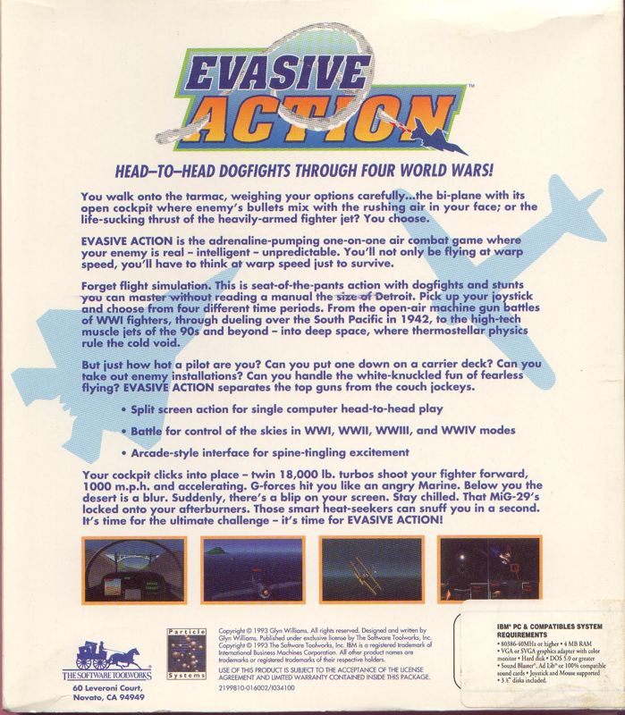 Back Cover for Evasive Action (DOS)