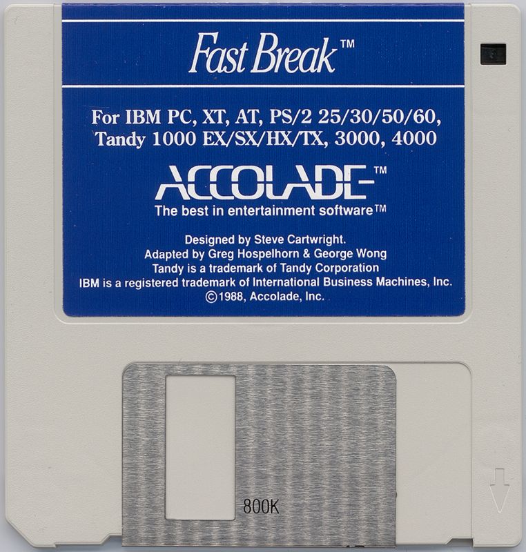 Media for Fast Break (DOS) (3.5" Disk release)