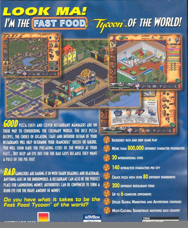 Back Cover for Fast Food Tycoon (Windows)