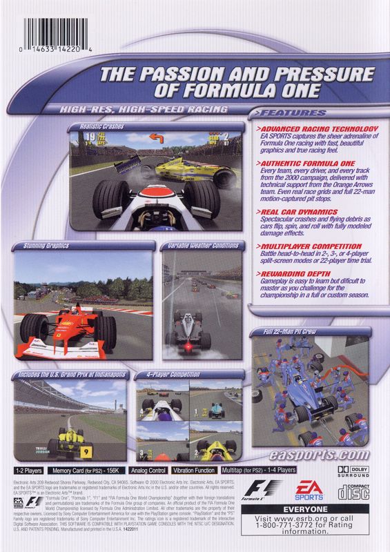 Back Cover for F1 Championship: Season 2000 (PlayStation 2)