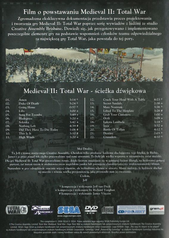 Extras for Medieval II: Total War (Collector's Edition) (Windows): Bonus Keep Case - Back