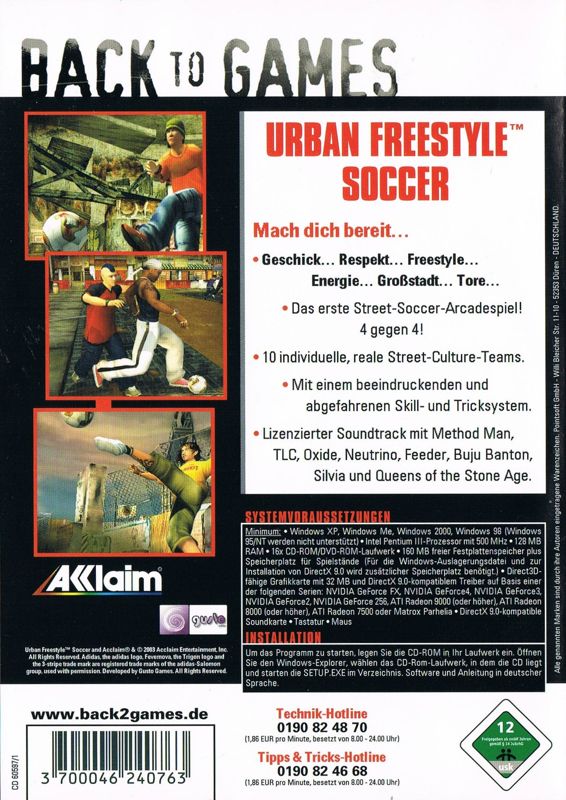 Back Cover for Freestyle Street Soccer (Windows) (Back to Games release)