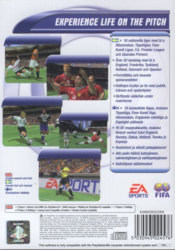 Back Cover for FIFA 2001: Major League Soccer (PlayStation 2)