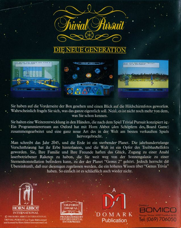 Back Cover for Trivial Pursuit: A New Beginning (Commodore 64)