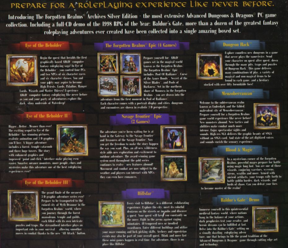 Back Cover for The Forgotten Realms Archives (DOS)