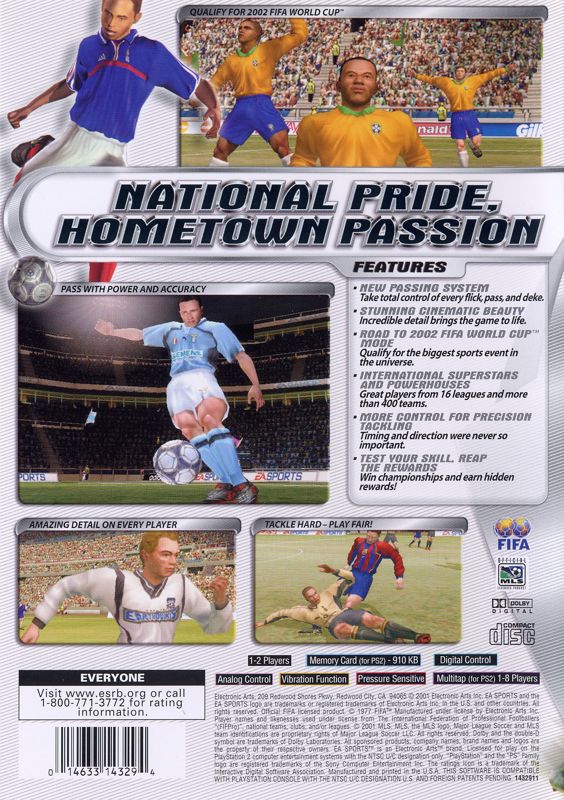 Back Cover for FIFA Soccer 2002: Major League Soccer (PlayStation 2)