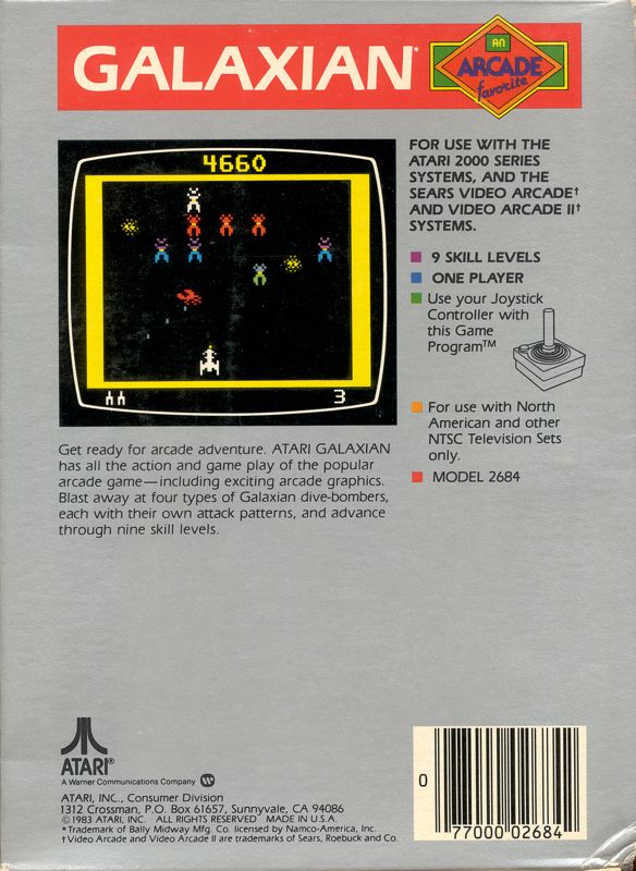 Back Cover for Galaxian (Atari 2600)