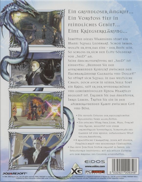 Back Cover for Final Fantasy VIII (Windows)