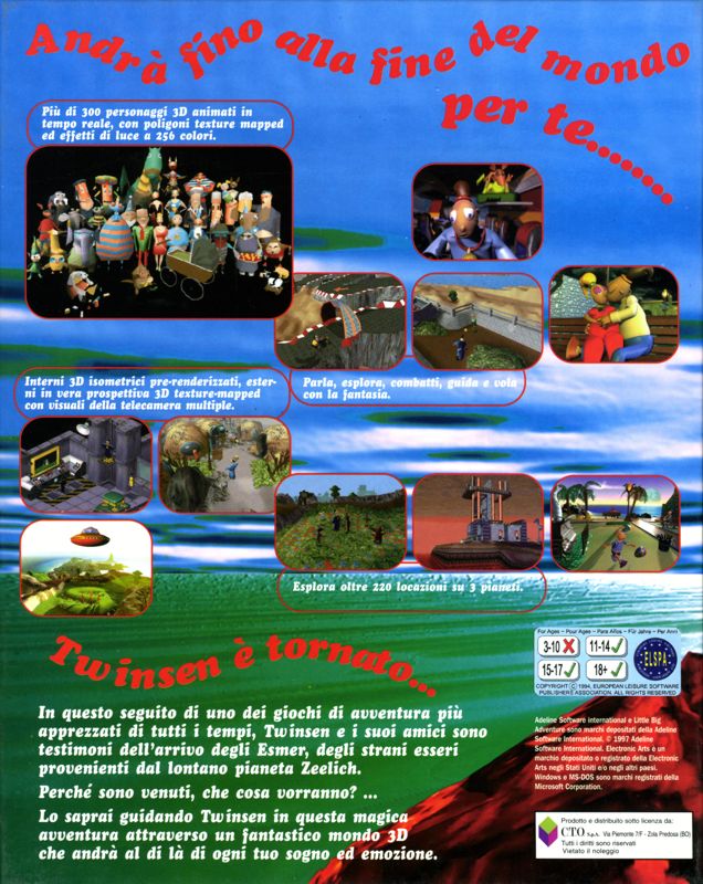 Back Cover for Twinsen's Odyssey (DOS and Windows)