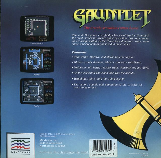 Back Cover for Gauntlet (Atari ST)