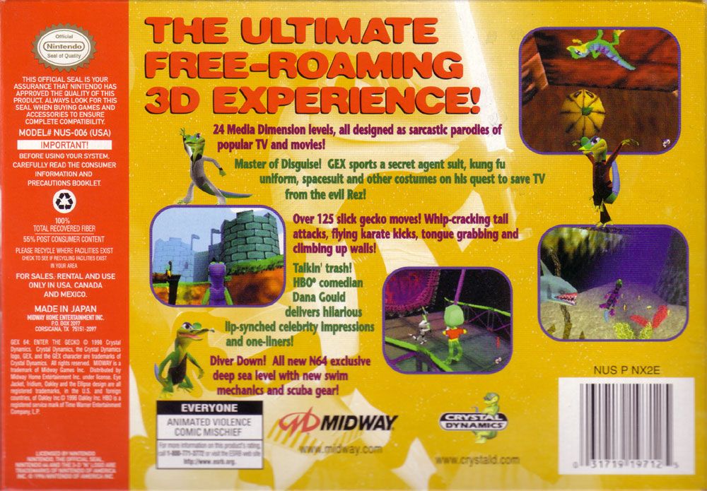 Back Cover for Gex: Enter the Gecko (Nintendo 64)