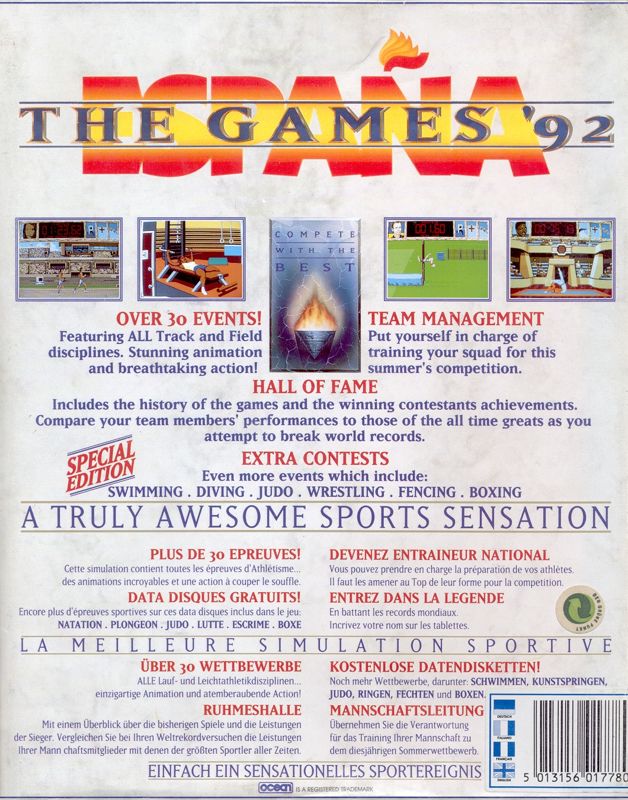 Back Cover for The Games '92: España (DOS)