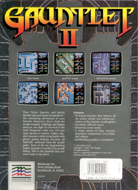 Back Cover for Gauntlet II (DOS)