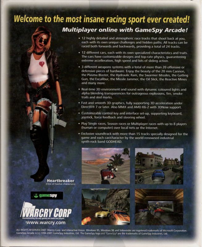 Back Cover for Road Wars (Windows)